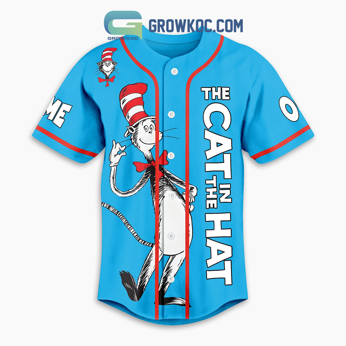 The Cat In The Hat Blue Design Personalized Baseball Jersey