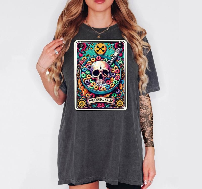 The Cereal Killer - T-Shirt, Unisex T-Shirt, Funny Graphic Tarot Tee, Comfortable Shirt, Dark Humor Hoodie, Sweatshirt