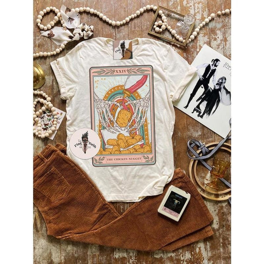 The Chicken Nugget Tarot Card T-shirt, occult chicken nugget Tarot Card Tee, the chicken nugget tarot card T-shirt,...