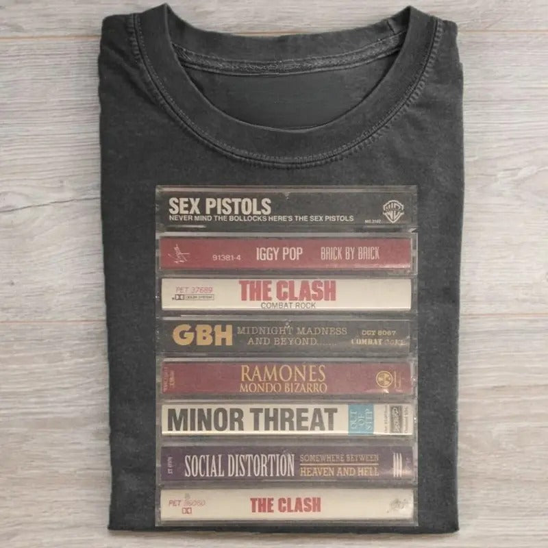 The Clash Vintage 80s Rock Cassette Tapes Graphic Tee - Punk Rock Shirt - GBH Merch - Rock n Roll Shirt