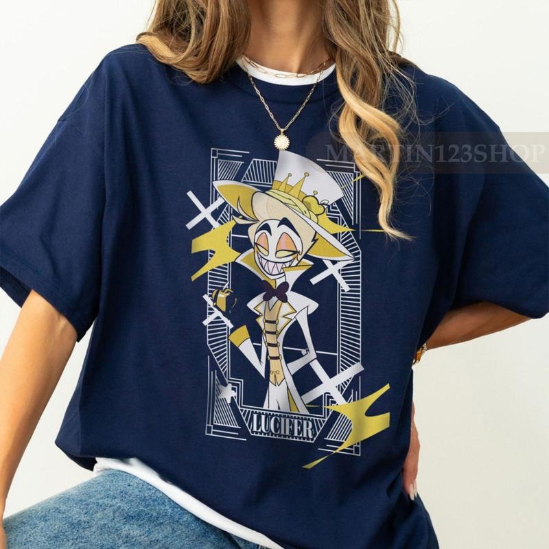 The Dark Allure Of Hazbin Hotel With Lucifer Iv T-Shirt, Animated Series, Hazbin Hotel Characters, Shirts For Women,...