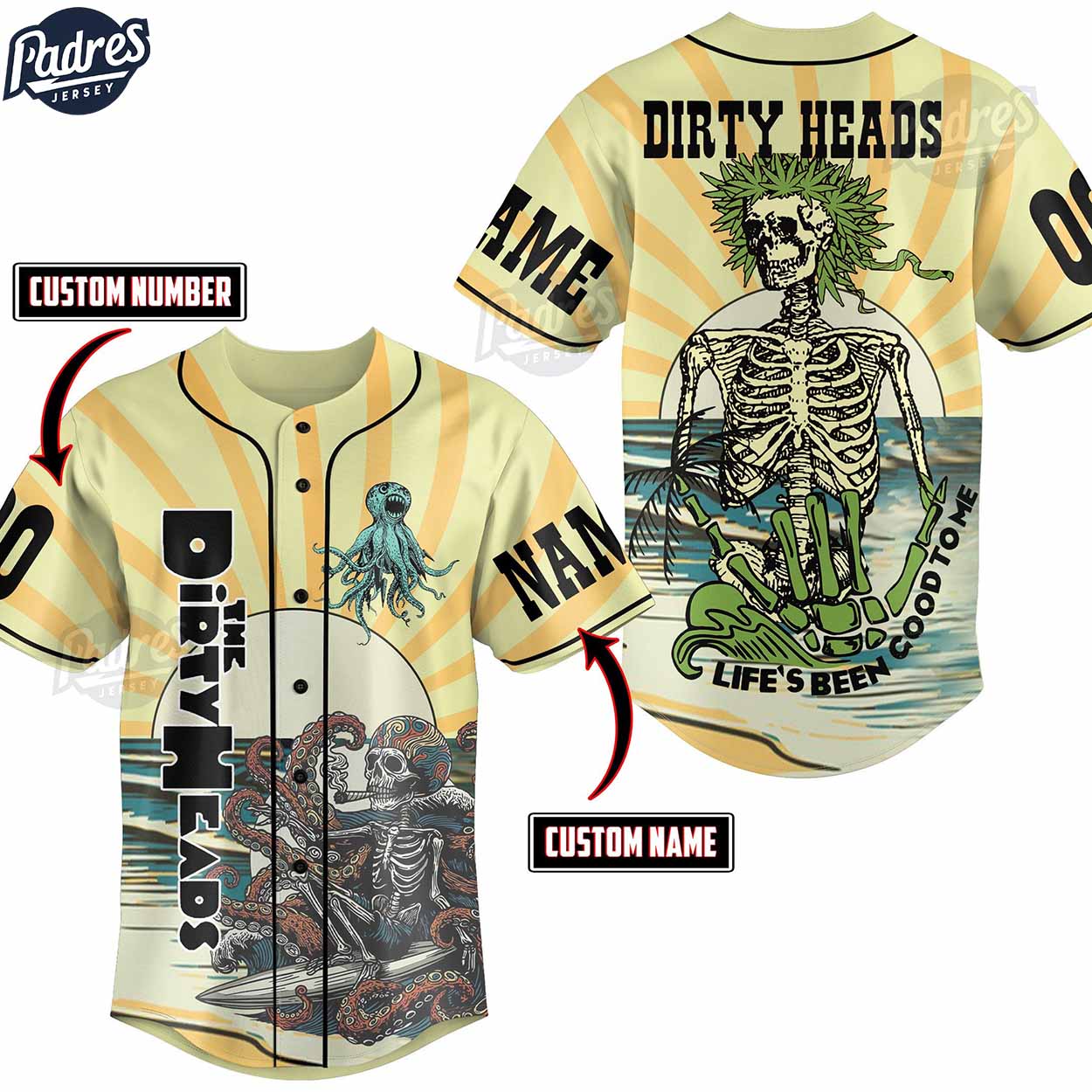 The Dirty Heads Life's Been Good Custom Baseball Jersey - Padres Jersey Oasis: Elevate Your Baseball Style Game... (Image 1)