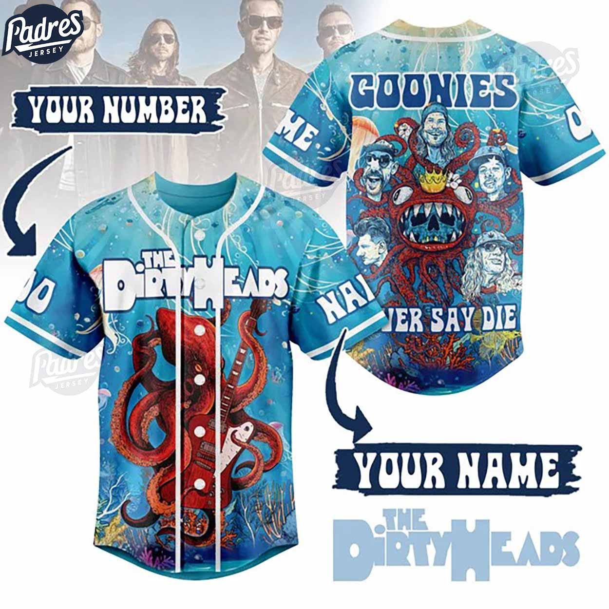 The Dirty Heads Rock Band Custom Baseball Jersey - Padres Jersey Oasis: Elevate Your Baseball Style Game... (Image 1)