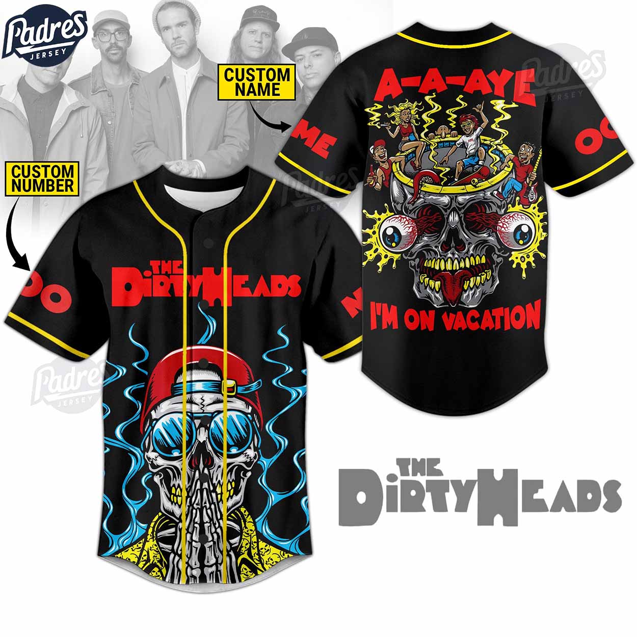 The Dirty Heads Vacation Custom Baseball Jersey - Padres Jersey Oasis: Elevate Your Baseball Style Game... (Image 1)