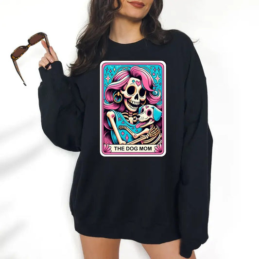 The Dog Mom - Unisex Crewneck Sweatshirt - Print is Sublimation, Tarot, Gift Idea, Relaxed Fit, Casual Apparel T-Shirts,...