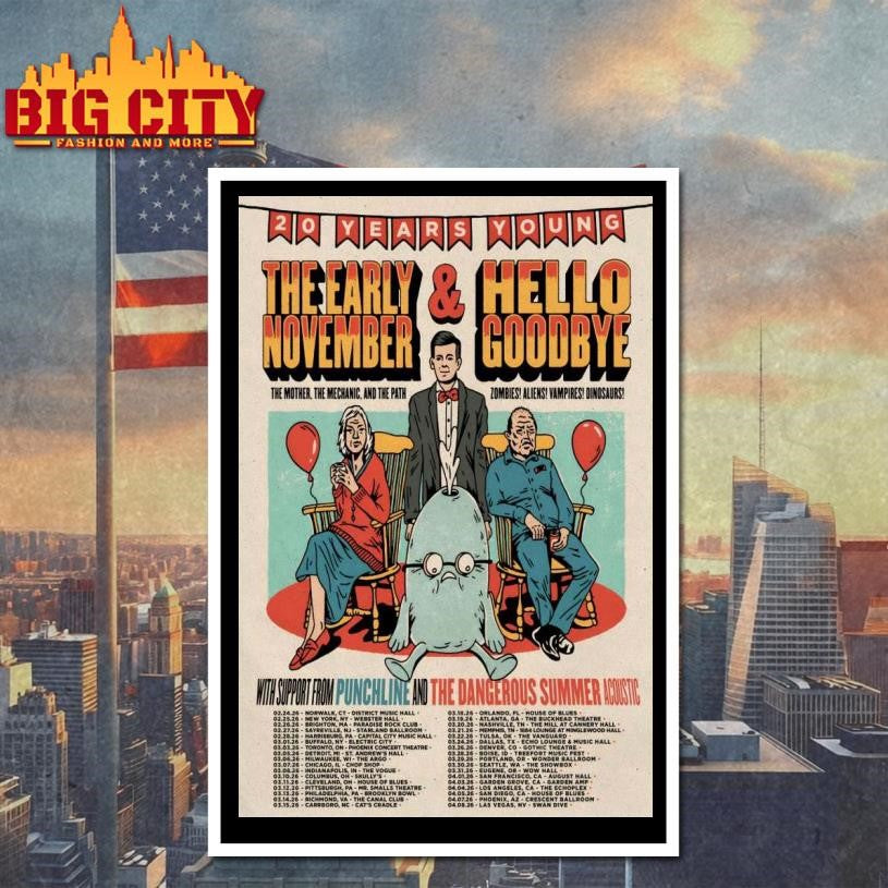 The Early November And Hello Goodbye 20 Years Young Tour 2026 Poster Shirt