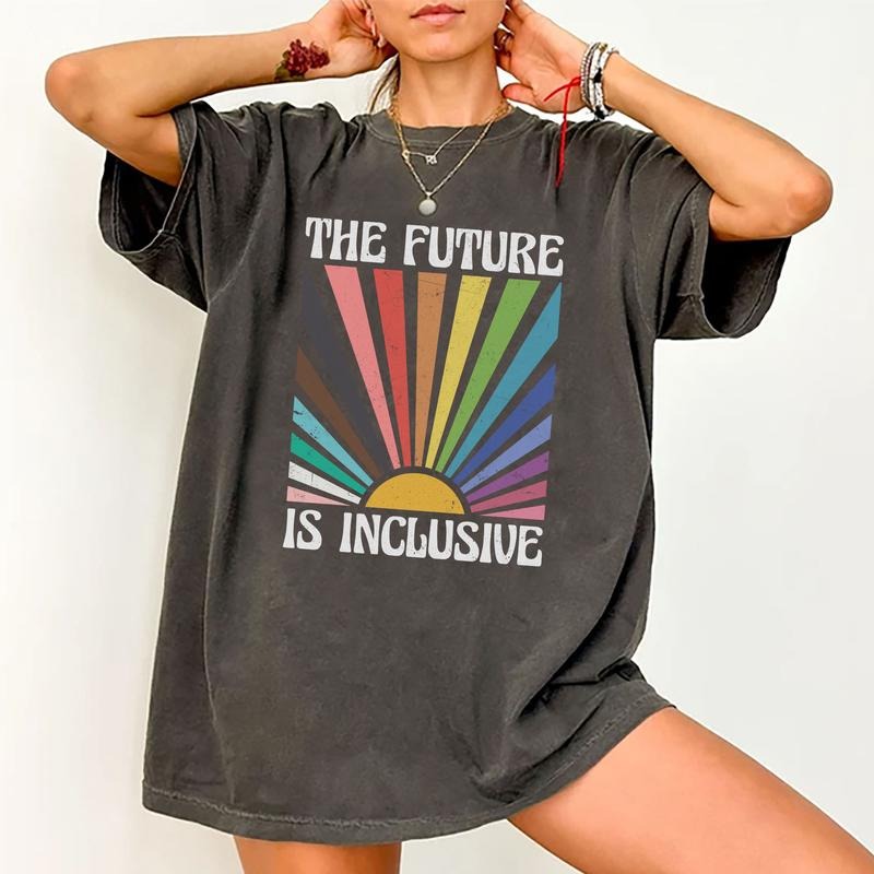 The Future is Inclusive Shirt Retro, Vintage Rainbow Pride Tee, Trans Rights Top, LGBTQ Gift, Progress Pride Shirt,...