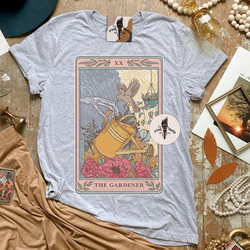 The Gardener Skeleton tarot tee, tarot card skeleton tee, gardener tarot skeleton tee, tarot card gardener tee, plant...
