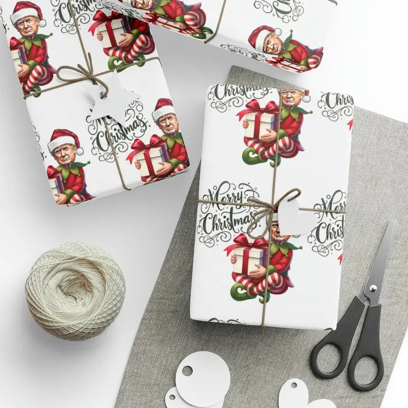 The Great Trump Elf Gift Wrap Merry Christmas Gift Wrap Elf Trump 2024 Trump Wrapping Paper Trump Christmas Funny...