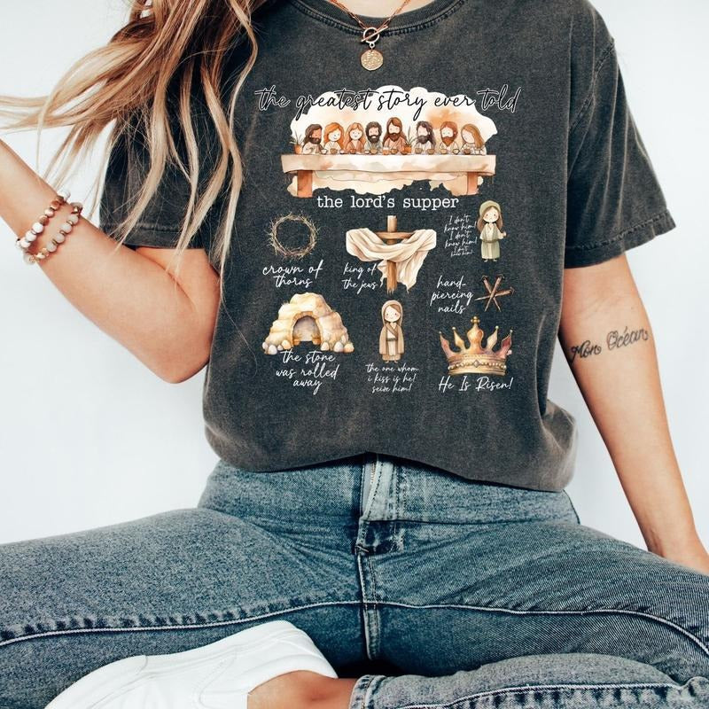The Greatest Story Ever Told Jesus T shirt, Christian Easter Shirt, Christian Tee Bible Jesus Lover Gift Faith Jesus...