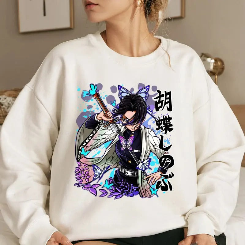 The Hashira DM Characters Insect Hashira Shirt Crewneck Hoodie, Anime Otaku Shirt Comfort Cotton Sweatshirt | WearSparks.com