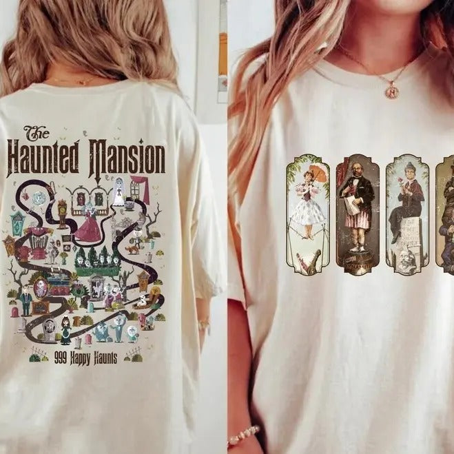 The Haunted Mansion Map Shirt, Gift for Mom Shirt, Retro The Haunted Mansion Map, Stretching Room Shirt, Halloween Shirt...