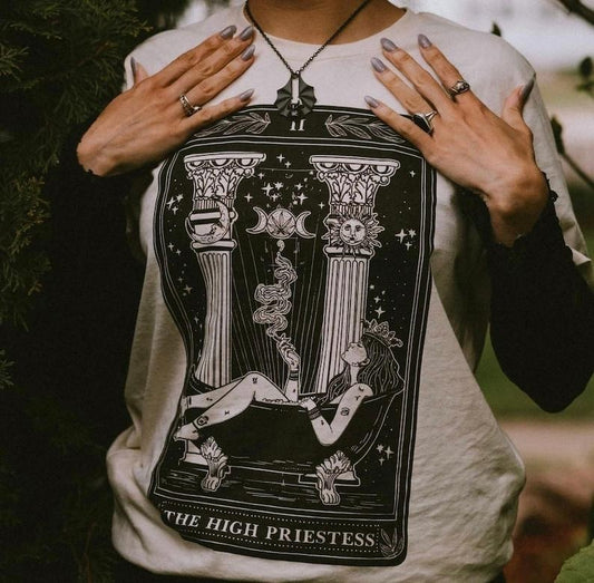 The High Priestess Tarot Card T-shirt, Priestess Tarot Card Tee, High Priestess tarot, Tarot priestess, mystical moon...