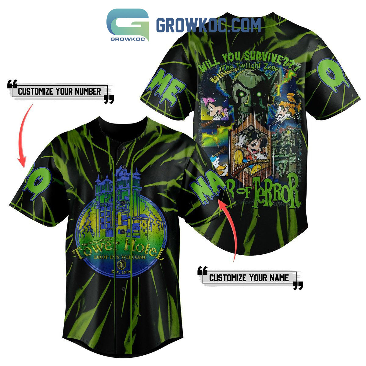 The Hollywood Tower Hotel Drop In’s Welcome Personalized Baseball Jersey