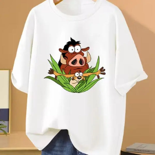 The Lion King Printed T-shirt for Women and Couples - Timon Street Sports and Leisure Style