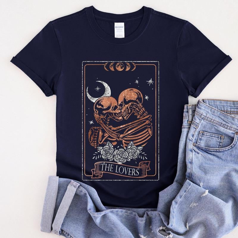 The Lovers Tarot, Moon, Skeletons, Mystical, Magic, Super Soft Tshirt, Valentine's Day Hoodie, Sweatshirt | WearSparks.com