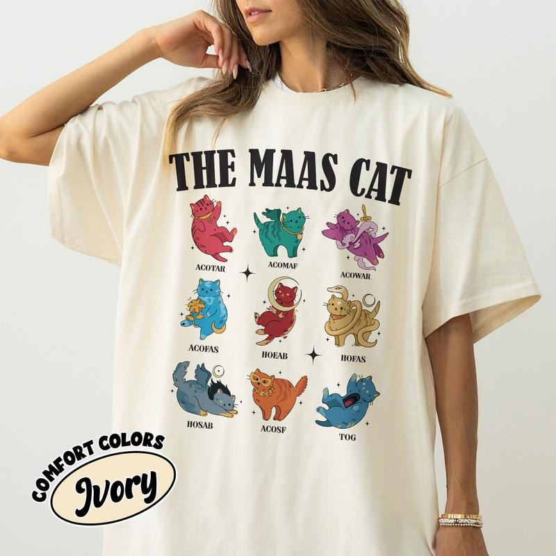 The Maas Cat Comfort Colors Shirt, SJM Book Reader, Acotar T Shirt, SJM Book Cats Tee, Book Merch Womenswear Hoodie,...
