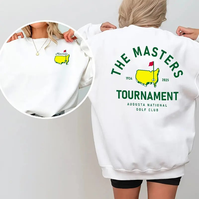 The Masters 2025 Tournament Sweatshirt, Golf Graphic Crewneck Tee, Augusta National Vintage Style, Womenswear Cotton Long...