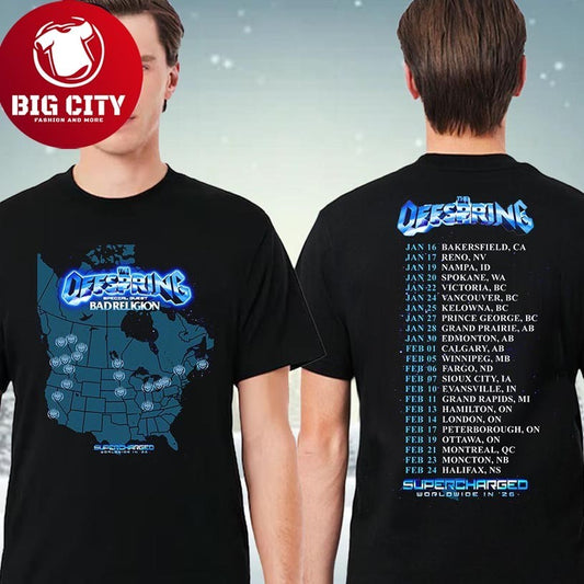 The Offspring Supercharged Worldwide 2026 Kicks Off In North America With Bad Religion Two Sided Shirt