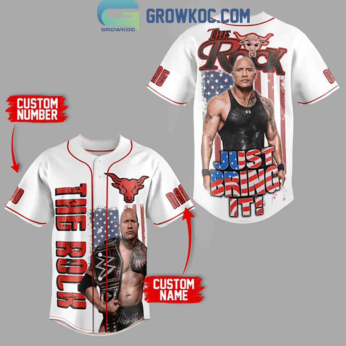 The Rock Dwayne Johnson Just Bring It Personalized Baseball Jersey