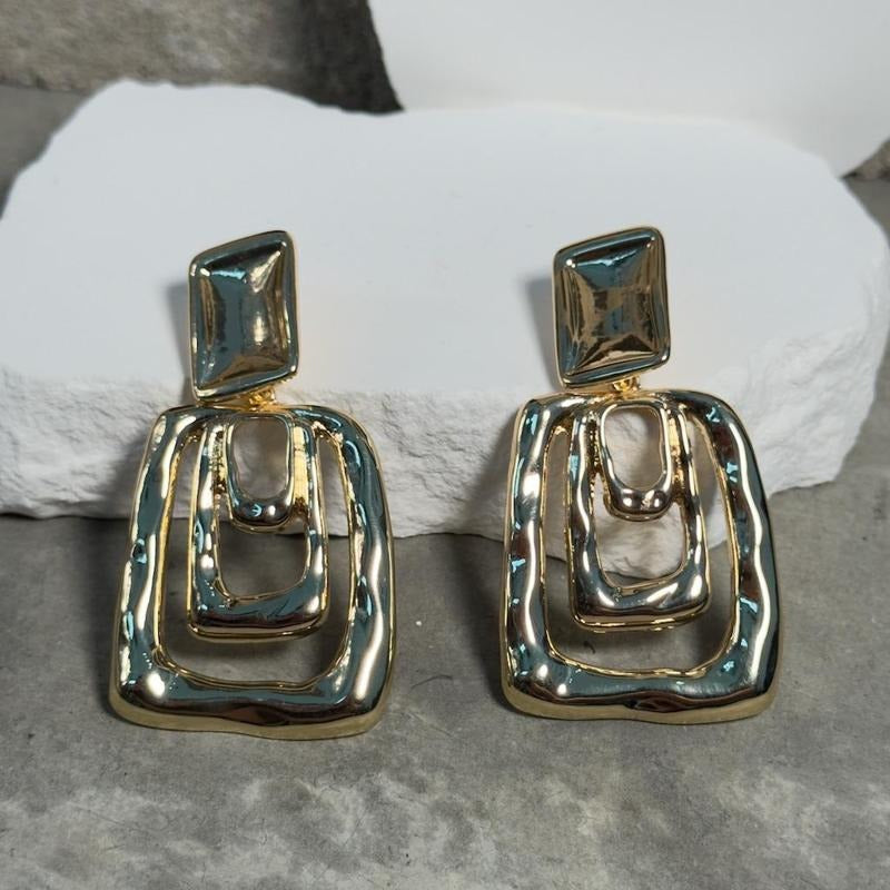 The Tiff Triple Layered Drop Earrings - Gold-Tone Geometric Design Fashion Jewelry T-Shirts, Hoodie, Sweatshirt