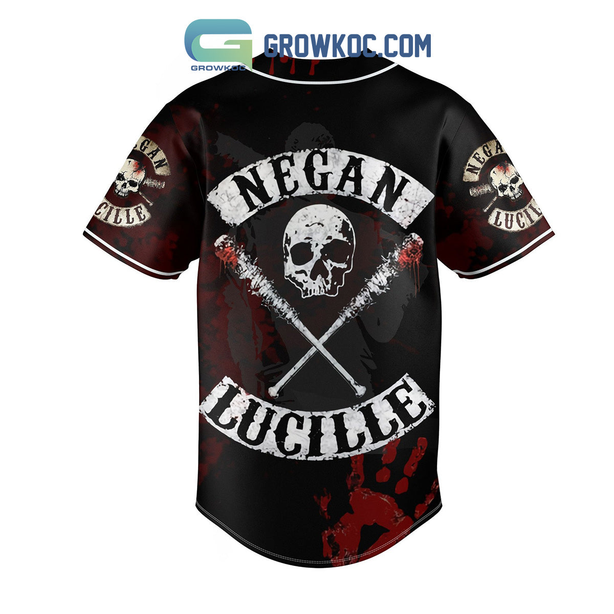 The Walking Dead Negan Lucille Skull Mash Personalized Baseball Jersey