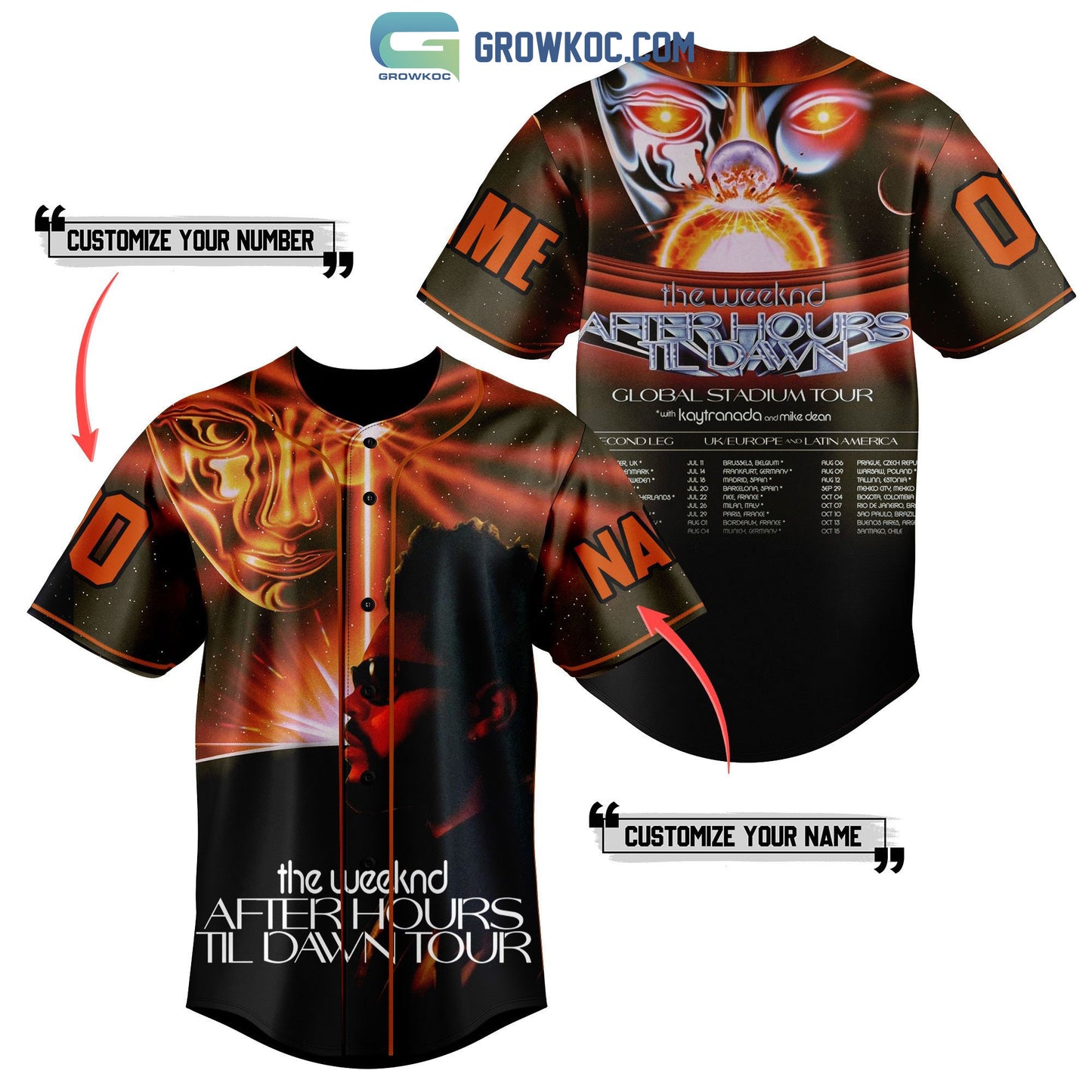 The Weeknd After Hours Til Dawn Tour Personalized Baseball Jersey