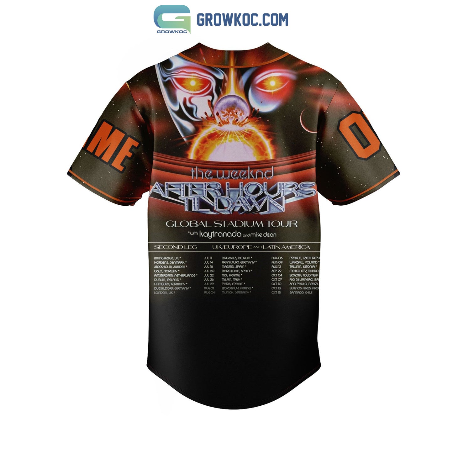 The Weeknd After Hours Til Dawn Tour Personalized Baseball Jersey