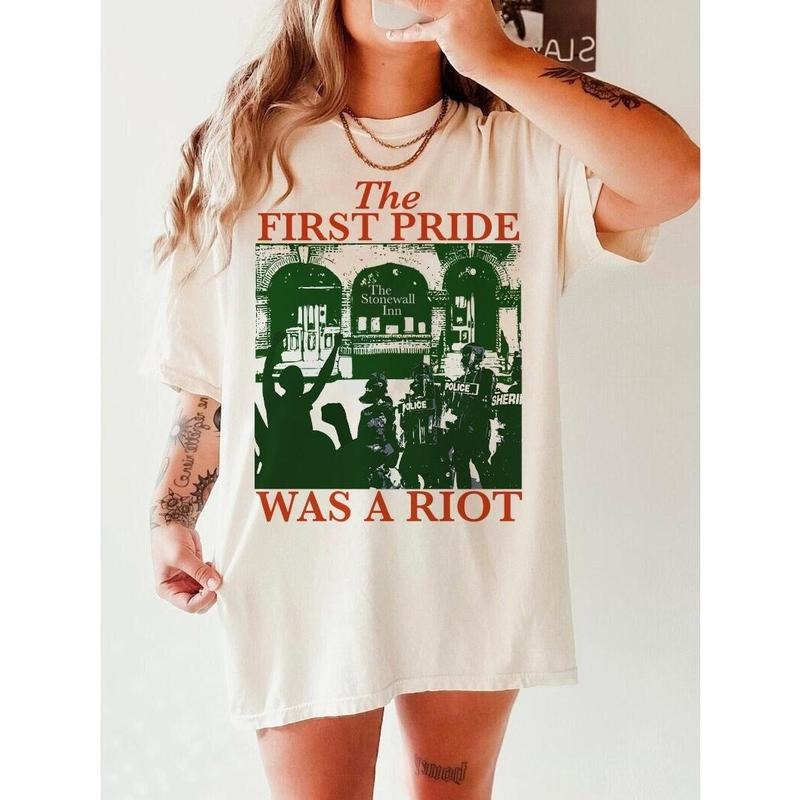 The first pride was a riot | queer riot | queer liberation | queer punk | queer owned shop | subtle pride shirt | acab ...