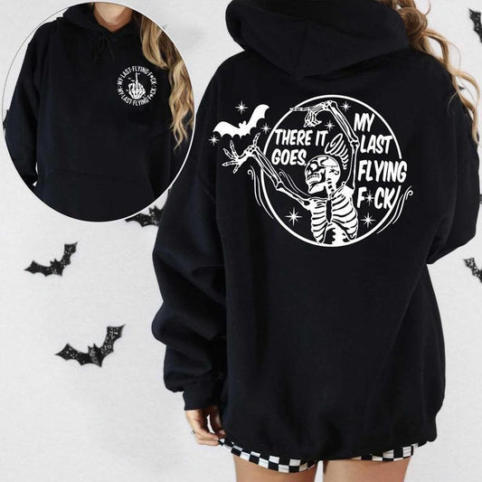 There It Goes My Last Flying F*ck Halloween Shirt, My Last Flying F*ck Bat Shirt,Skull Halloween Shirt,Halloween...