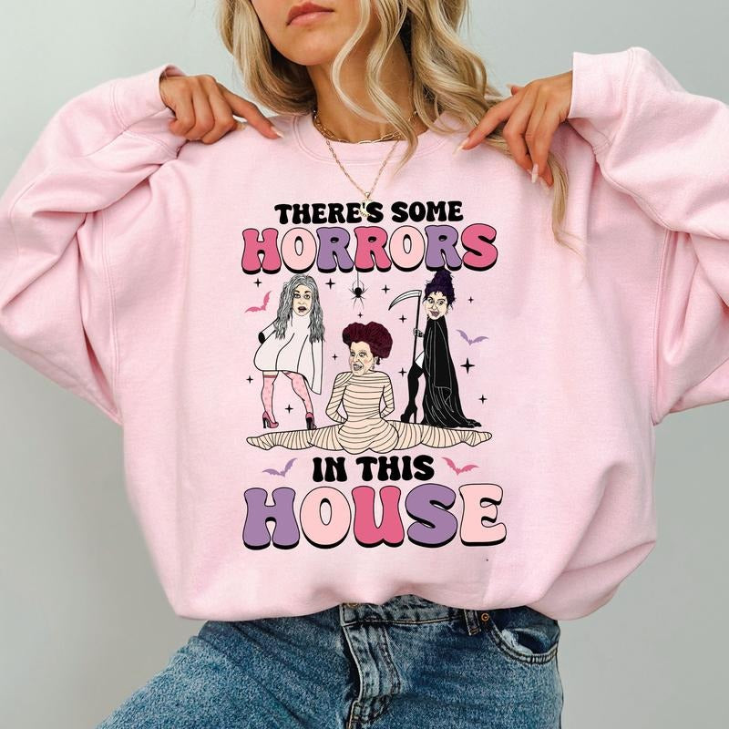 There's S0me Horrors In This House Shirt H0cus P0cus, Funny Horror Shirt, Halloween Shirt Hoodie, Sweatshirt | WearSparks.com