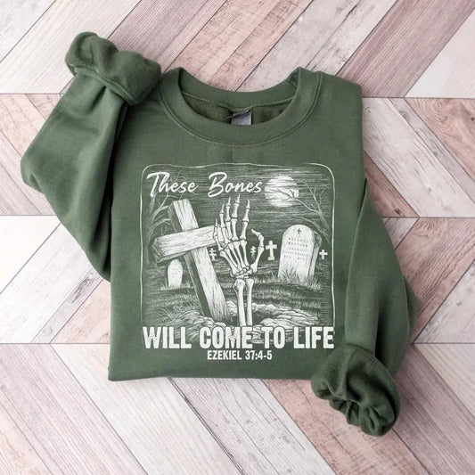 These bones will come to life Sweatshirt, Dry Bones Ezekiel 37-4:5 Bible Verse Sweater, Christian Halloween T-Shirt,...