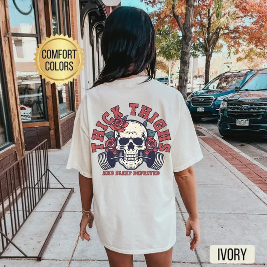 Thick Thighs And Sleep Deprived Shirt s Muscle Mommy Pump Cover T Shirt Weightlifting Shirt Work Out Shirt Gym Pump Cover...