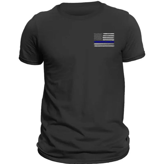Thin Blue Line Flag Police Front Heart Side Print T-Shirt Hoodie, Sweatshirt | WearSparks.com