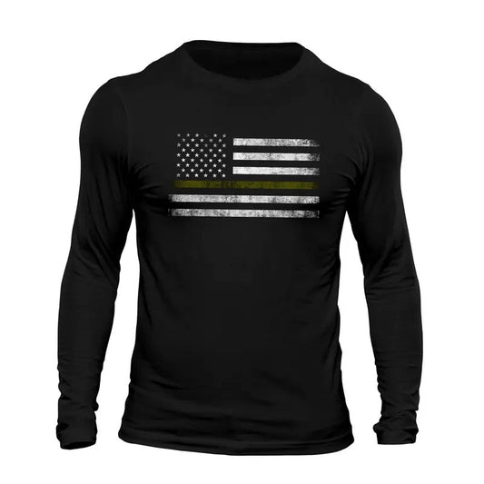 Thin Green Line Flag USA Army  Long Sleeve Men's T-Shirt Hoodie, Sweatshirt | WearSparks.com