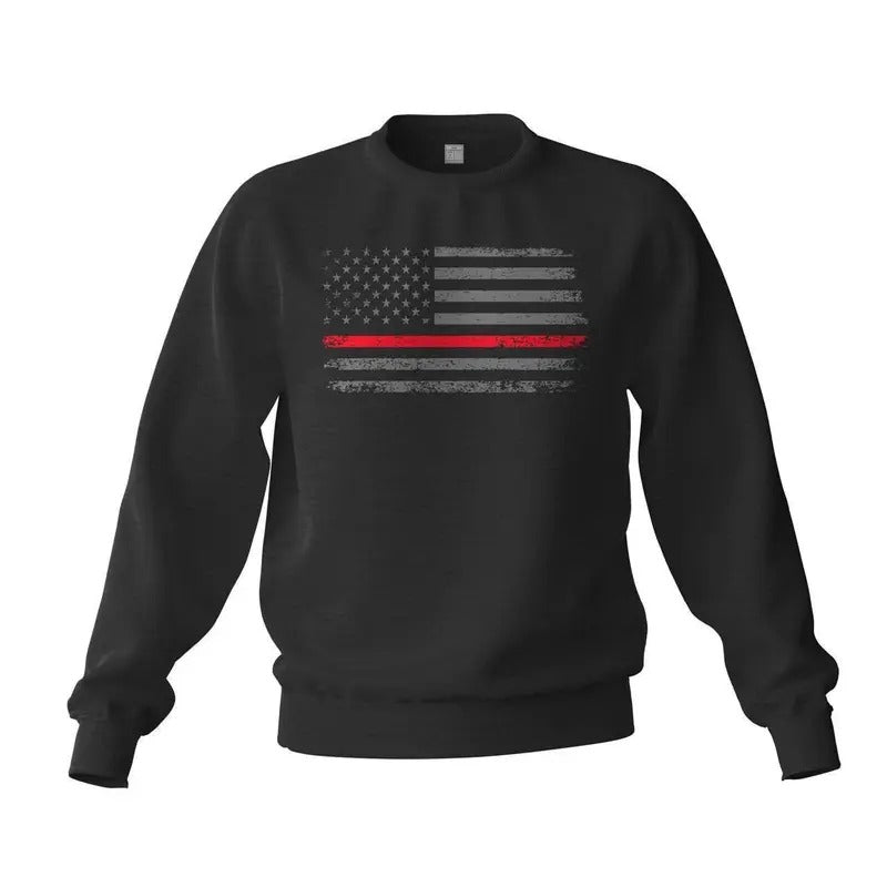 Thin Red Line Flag 2.0 Fireman Firefighter Support Sweatshirt Classic Cotton T-Shirts, Hoodie | WearSparks.com