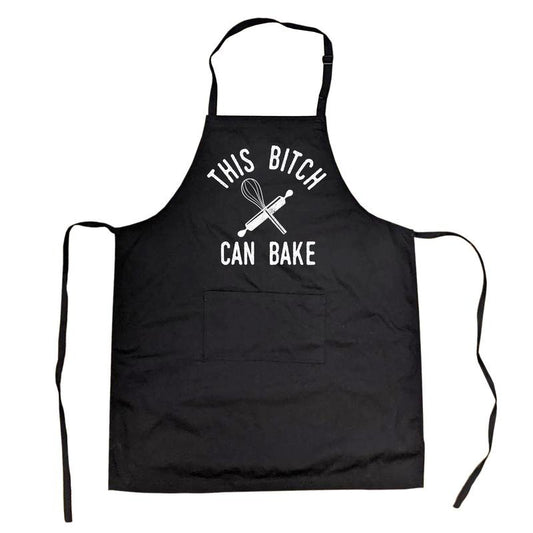 This Bitch Can Bake Cookout Apron Funny Sweets Desserts Kitchen Smock Funny Aprons Christmas Apron Funny Food Cover...