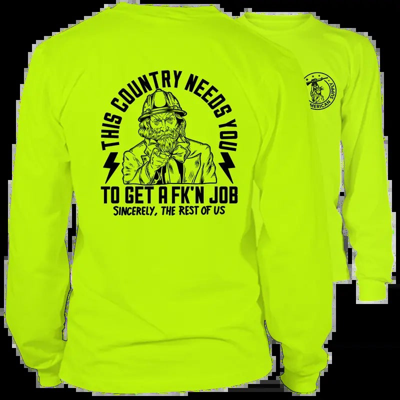 This Country Needs You -  High Visibility Long Sleeve Work Shirt - Cotton Poly Premium Blend