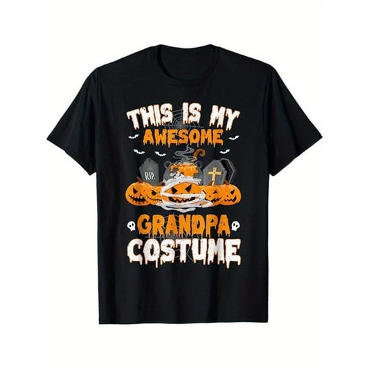 This Is My Awesome Grandpa Costume Scary Pumpkin Halloween T-Shirt, Cotton, Halloween Thanksgiving Christmas Gift for Men...