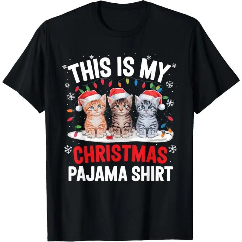 This Is My Christmas Pajama Shirt Cat Lover Meow Kitty Xmas T-Shirt Made in USA Hoodie, Sweatshirt | WearSparks.com