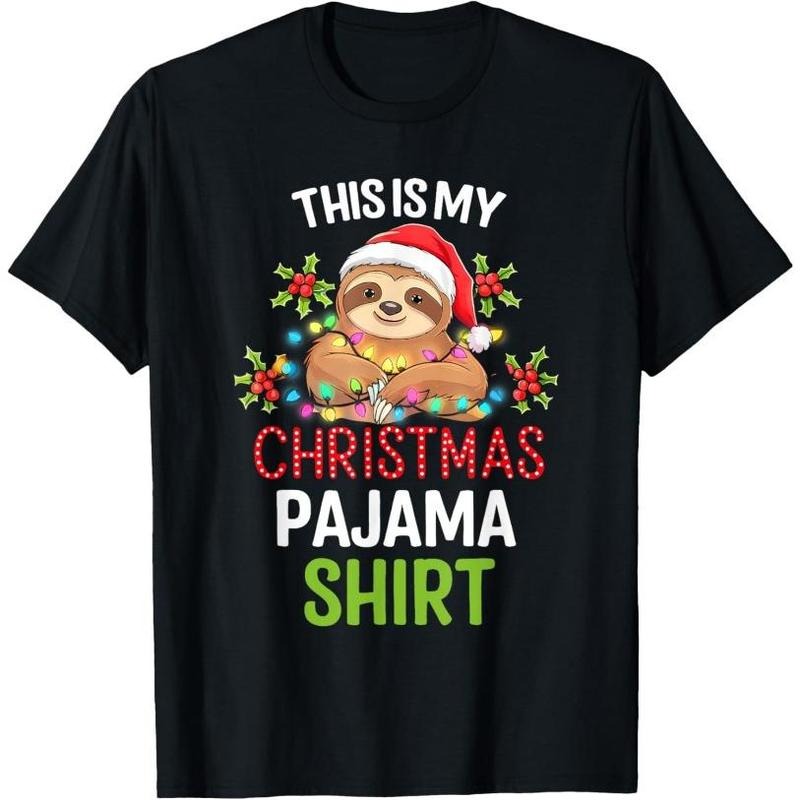 This Is My Christmas Pajama Shirt Sloth Funny Xmas Pajama T-Shirt Made in USA Hoodie, Sweatshirt | WearSparks.com