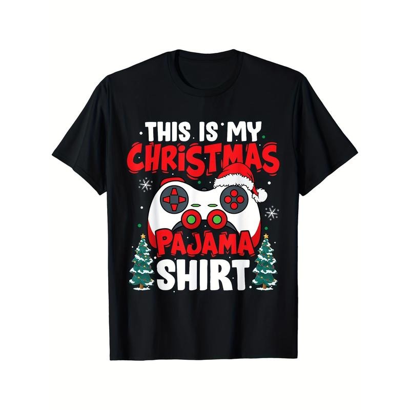 This Is My Christmas Pajama Video Game Gamer Boys Teens Printed T-shirt Comfortable Breathable, Soft, Casual Short...