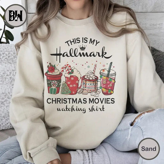 This Is My Hallmark Shirt, Hallmark Christmas Movies Sweatshirt, Holiday Spirit Shirts, Cute Christmas Shirt, Matching...
