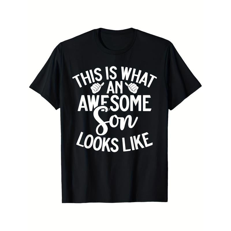 This Is What An Awesome Son Looks Like Son T-shirt Comfortable, Casual Short Sleeve, Daily Wear, All Season, Black, Men...