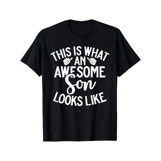 This Is What An Awesome Son Looks Like Son T-shirt Comfortable, Casual Short Sleeve, Daily Wear, All Season, Black, Men...