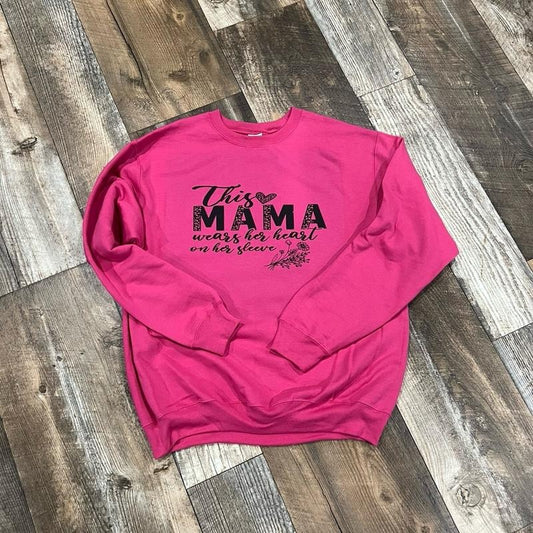 This Mama Hot Pink Sweatshirt with custom name or birthdays on sleeve T-Shirts, Hoodie | WearSparks.com