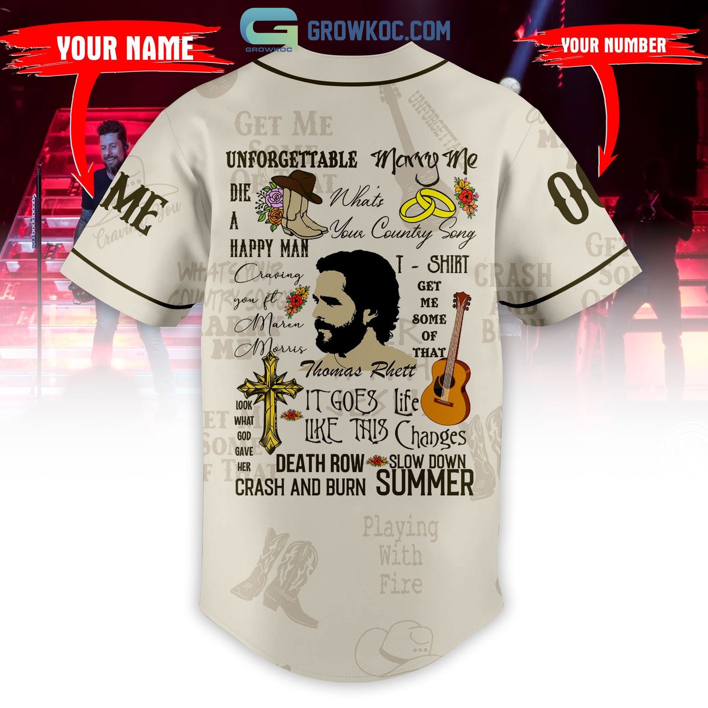 Thomas Rhett All Album Back Design Personalized Baseball Jersey
