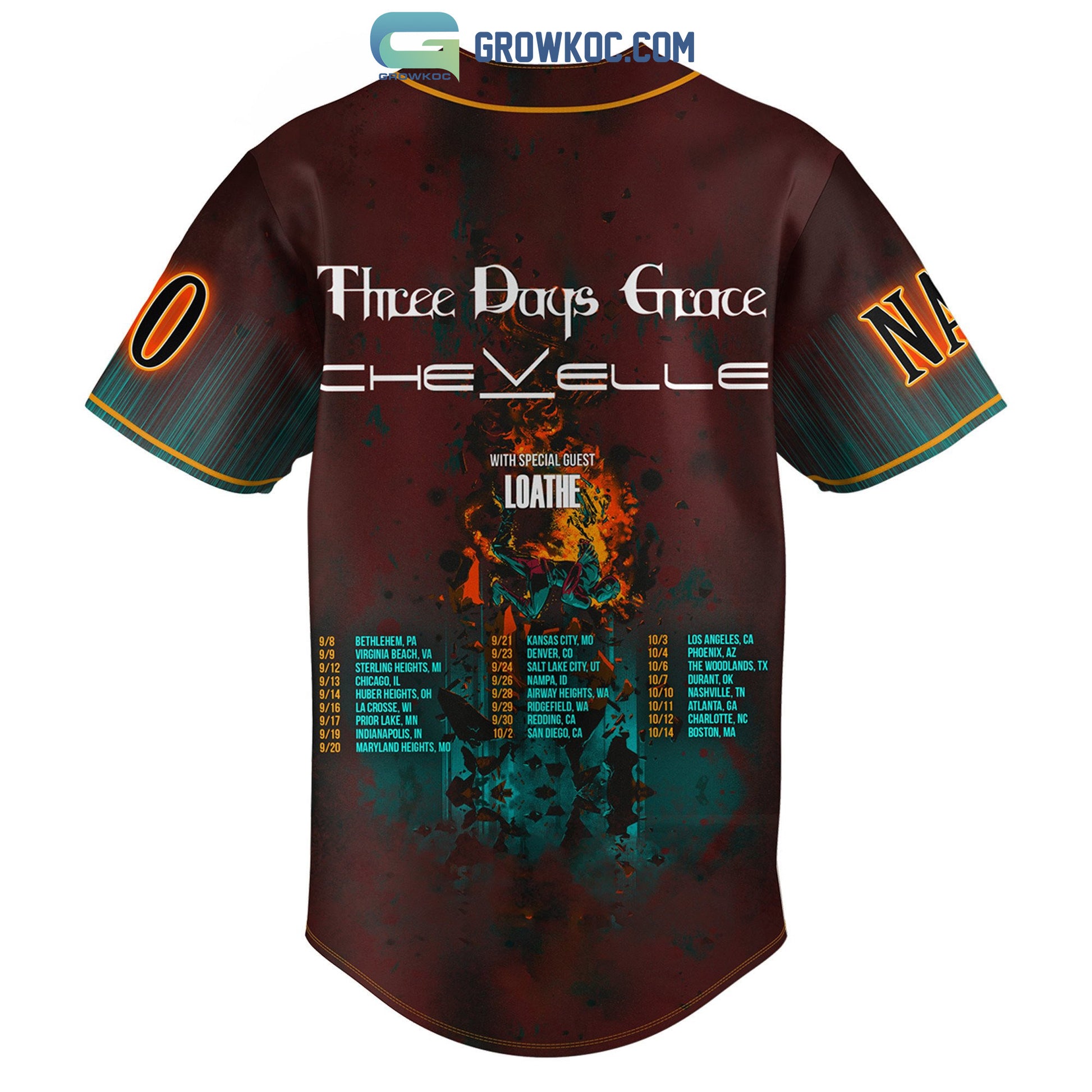 Three Days Grace Chevelle Personalized Baseball Jersey
