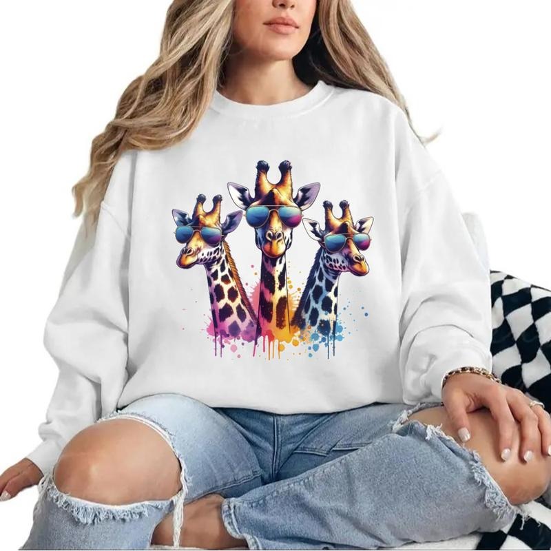 Three Giraffes Sweatshirt Funny Giraffe Safari Animals Colorful T-Shirt Unisex Hoodie | WearSparks.com