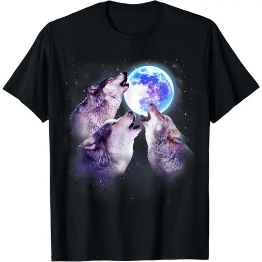 Three Grey Wolf Howling At The Moon 3 Wolves Space Galaxy T-Shirt Hoodie, Sweatshirt | WearSparks.com